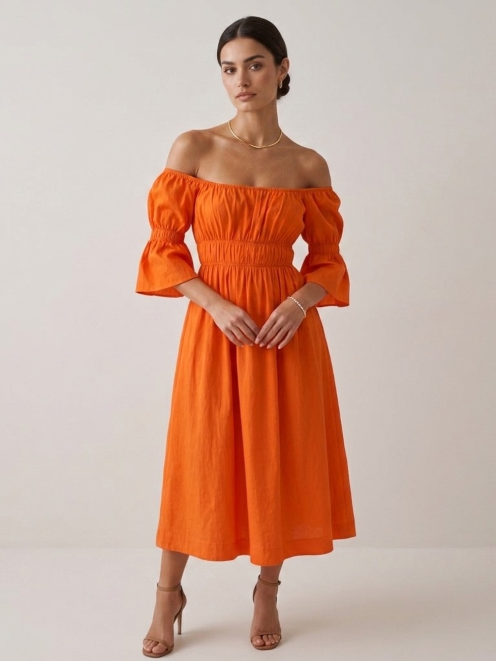 Cult Gaia Stella Linen Blend Midi Dress Sz S Vacation Wedding Guest Cocktails